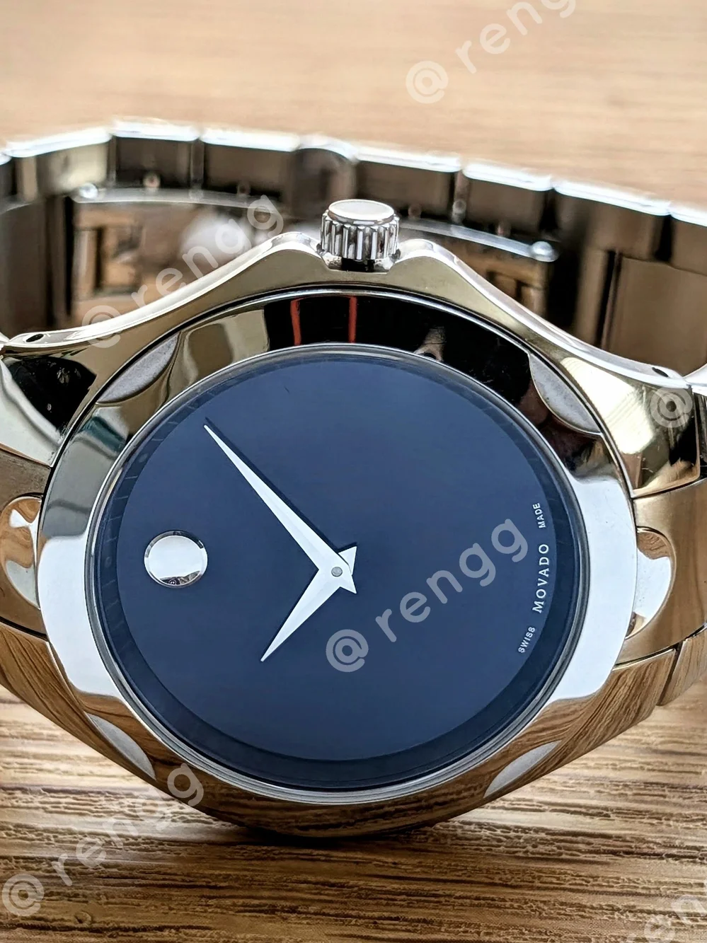 40mm Movado Luno Sport Blue Men's Stainless Steel Dress Watch Sapphire